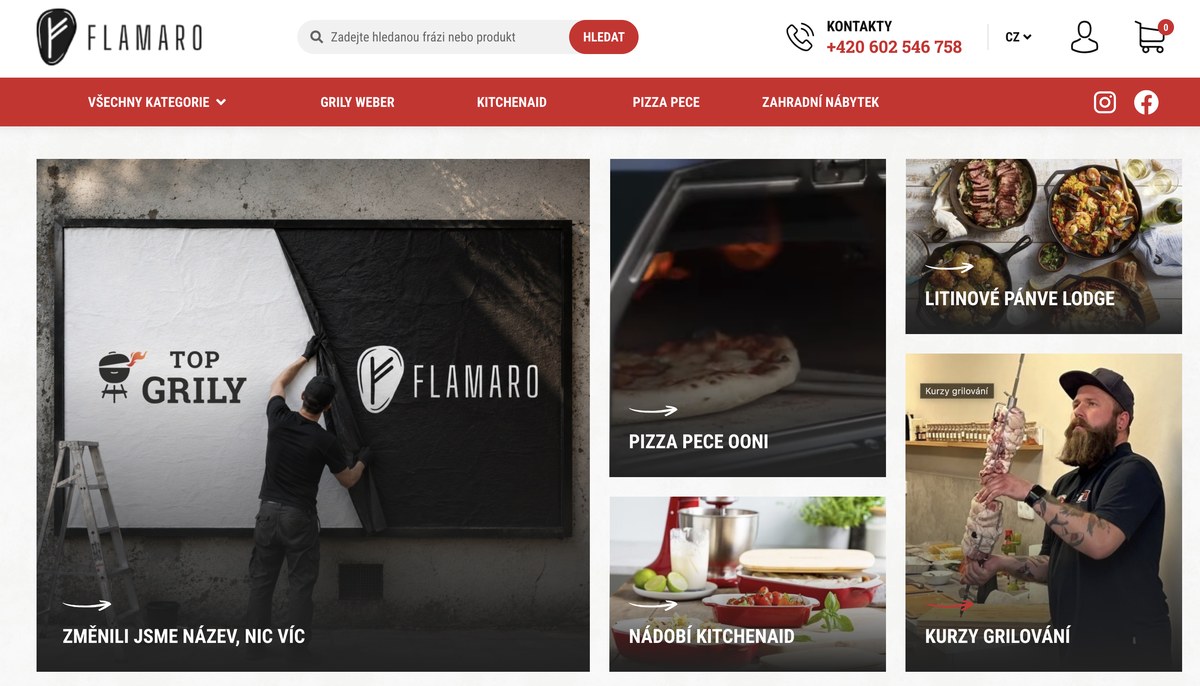 Nov&aacute; podoba e-shopu Flamaro.cz (dř&iacute;ve TopGrily.cz)